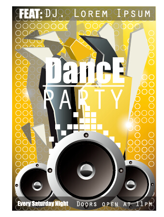 Fashion dance party flyer vector material 02