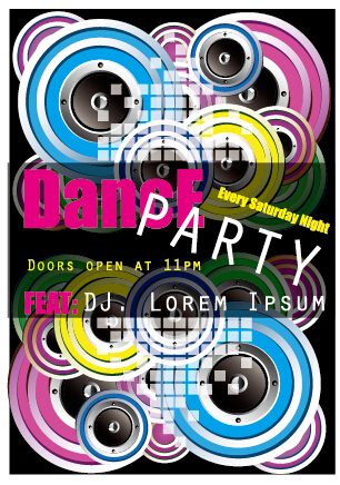 Fashion dance party flyer vector material 03