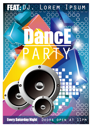 Fashion dance party flyer vector material 04