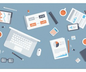 Flat style office elements vector 01