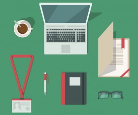 Flat style office elements vector 02