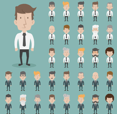 Funny business people character creative vector 05