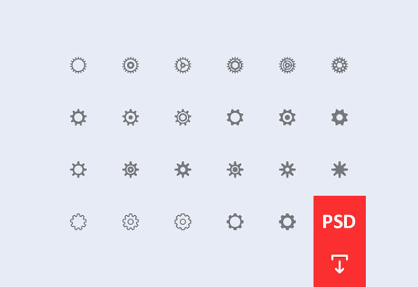 Gear setting icons psd