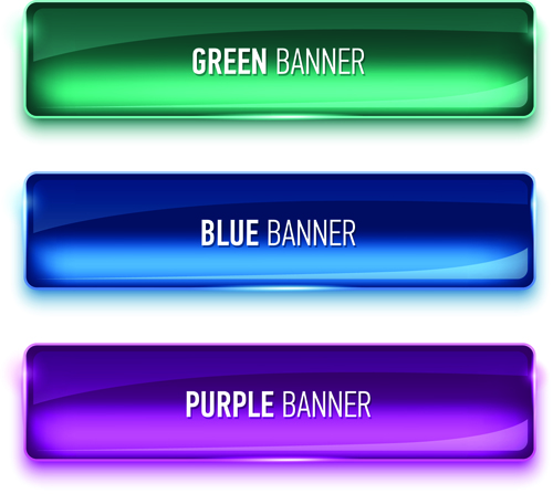 Glass textured color banners graphic vector 02
