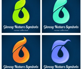 Glossy nature symbols vector material 01
