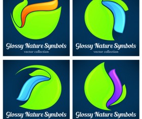 Glossy nature symbols vector material 02