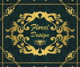 Gold floral design elements backgrounds vector