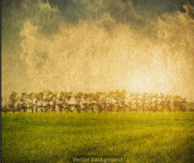 Green nature retro background vector 01