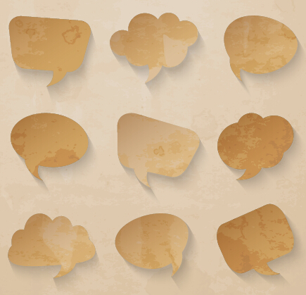 Grunge paper speech bubbles design vector