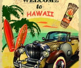 Grunge style retro car poster vector 03