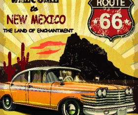 Grunge style retro car poster vector 04