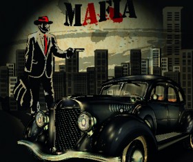 Grunge style retro car poster vector 05