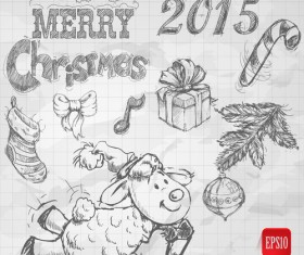 Hand drawn Christmas 2015 sheep year elements vector 01