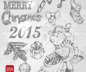 Hand drawn Christmas 2015 sheep year elements vector 02