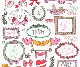 Hand drawn cartoon love elements vector 01