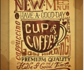 Hand drawn coffee poster retro style vector