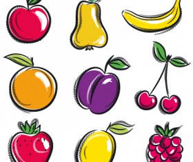 Hand drawn fruits graphics vector 01
