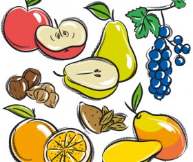 Hand drawn fruits graphics vector 05