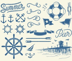 Hand drawn nautical elements vector material 01