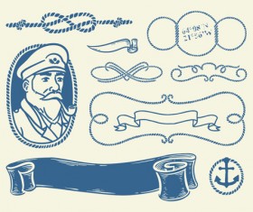 Hand drawn nautical elements vector material 03