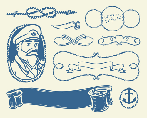 Hand drawn nautical elements vector material 03