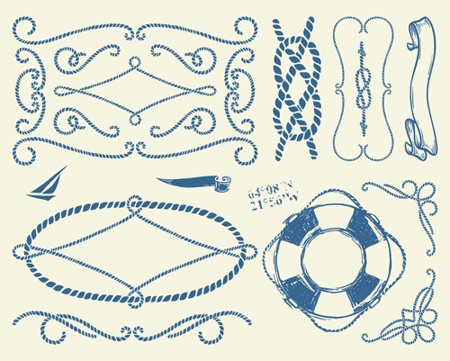 Hand drawn nautical elements vector material 04