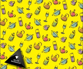 Hand drawn tableware seamless pattern vector