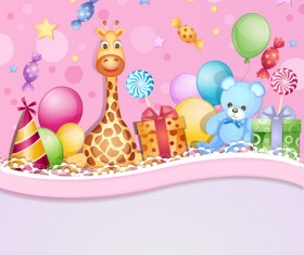 Happy birthday baby cards cute design vector 02