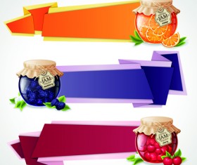 Jam jar with origami banner vector
