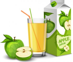 Juice with package and fruit vector set 01