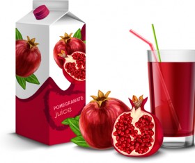 Juice with package and fruit vector set 02