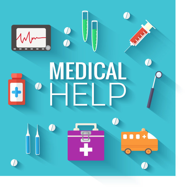 Medical help flat icons vector
