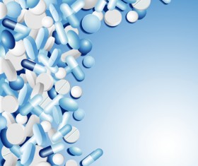 Medical tablets with capsules background vector 01