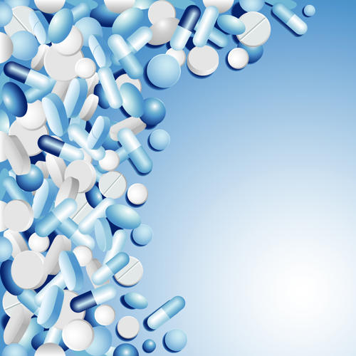 Medical tablets with capsules background vector 01 free download