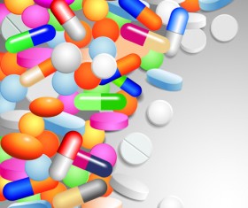 Medical tablets with capsules background vector 02