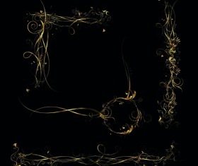 Metallic floral golden ornament vector 01