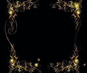 Metallic floral golden ornament vector 02