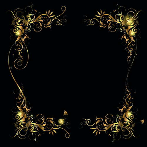 Metallic floral golden ornament vector 02