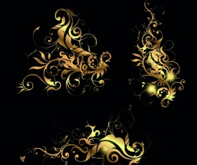 Metallic floral golden ornament vector 04