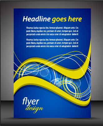 Modern style blue flyer cover vector 05