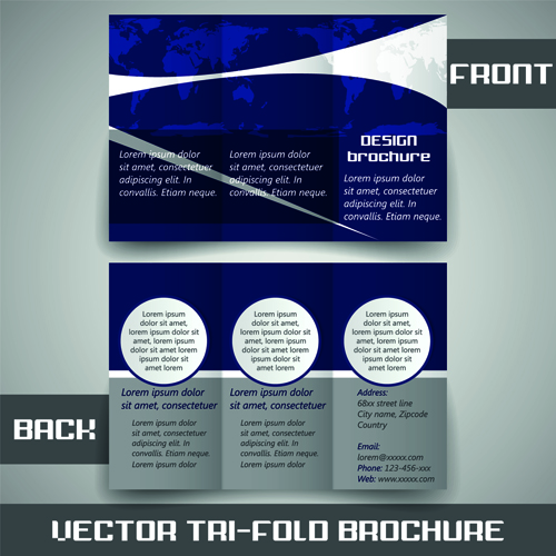 Modern tri-fold business brochure cover vector 01