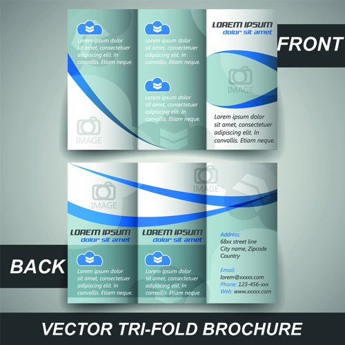 Modern tri-fold business brochure cover vector 03
