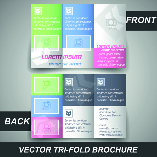 Modern tri-fold business brochure cover vector 04
