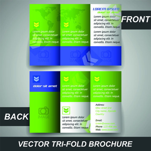 Modern tri-fold business brochure cover vector 05