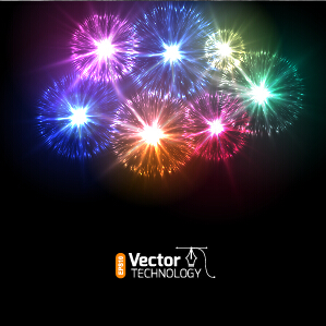 Multicolor fireworks exploding background vector 01