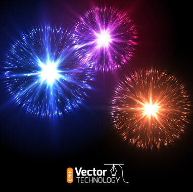 Multicolor fireworks exploding background vector 02
