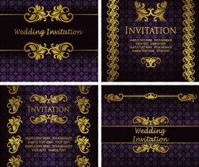 Ornate gold ornament invitation card background vector 04