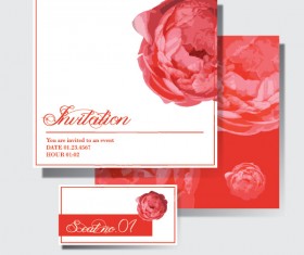 Pink flower invitation card graphic vector