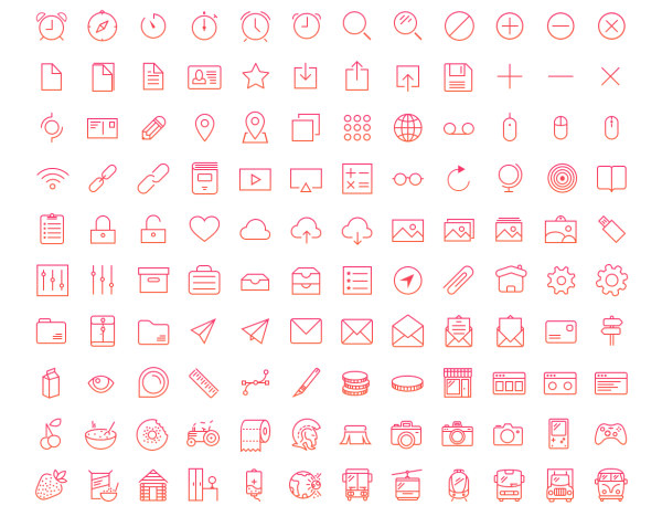 Pink line IOS8 style icons