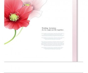 Pink red flower wedding cards vector